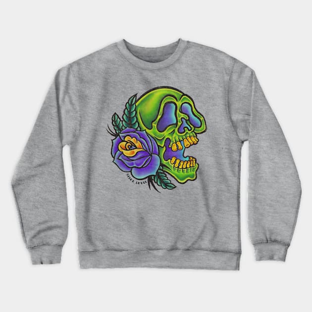 Skull and rose Crewneck Sweatshirt by SlinkSkull